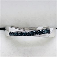 Sterling Silver Blue Diamond Ring