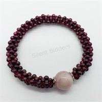 Garnet Rose Quartz Stretchable Bracelet