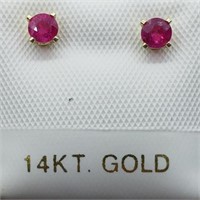 14K Yellow Gold Burmese Ruby 0.3Ct Earrings