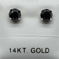 14K White Gold Black Diamond 0.92Ct Earrings