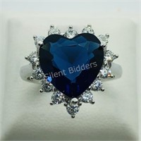 Sterling Silver Created Gemstone Ring