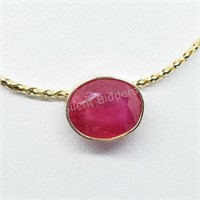 14K Yellow Gold Ruby w 10K Gold Chain Necklace