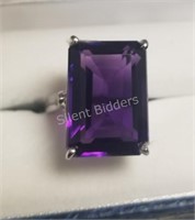 Sterling Silver Large Amethyst Ring