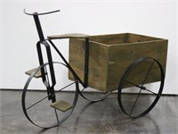 Wrought Iron & Wood Tricycle w/ Wagon Planter
