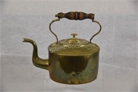 Rustic Brass Wood Handle Tea Pot