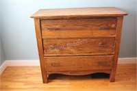 Oak Three Drawer Dresser with Shaped Front