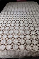 Hand Crocheted Ivory Table Cloth