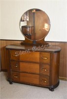 Art Deco Bakelite Handle Dresser Attached Mirror