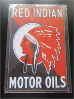 Red Indian Motor Oil Tin Sign