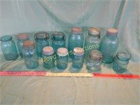 Vintage Ball & Atlas Blue Glass Mason Jars