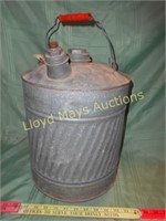 Vintage 5 Gallon Galvanized Metal Fuel Can