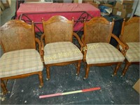 Set of 4 Cane Back Wood Dining Chairs