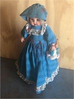 Vintage doll & stand approx 80 cm