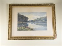 Original Watercolor with Ornate Frame  Artwork