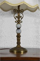 Ornate Brass & Marble Table Lamp