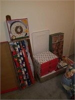 Large Christmas Lot of Wrapping Paper, Bows, Cards
