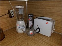 Blender, can opener, tea pot, toaster