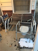 Glider lawn chairs and the commode