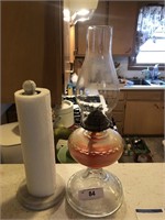 Oil lamp and paper towel holder