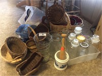 Jars, glassware, baskets and caps