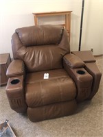 Leather recliner with side storage