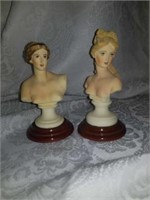 Pair of miniature busts of women