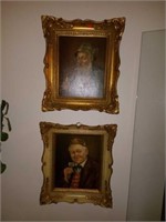 Pair of Framed Gold Gilded Prints on Board