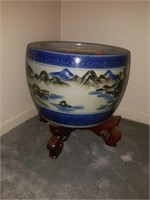 Beautiful Mountain Scene Planter and Stand