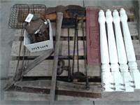 Pallet-- wood table legs, lamp, fire place set