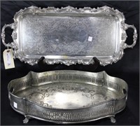 LOT OF 2 SILVER PLATED SERVING TRAYS