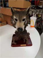 Wolf head sculpture