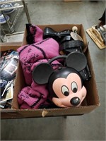 Box of Mickey Mouse lunchbox and shoes