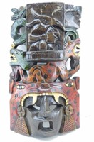 Hand Carved Wooden Mayan Style Wall Art Mask