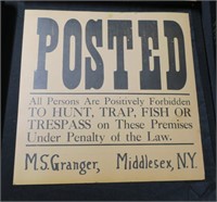 Posted sign - M.S. Granger, Middlesex, NY