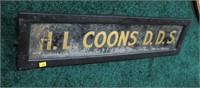 H.I. Coons, DDS advertising sign, 28"