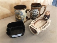 jim Beam & McWilliams ashtray & 2 beer mugs
