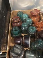 green and brown insulators