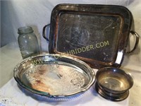 Silverplate handled serving tray and more