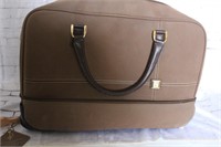 Brown Leather Suede travel bag w/ wheels