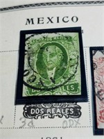 1856 Mexico Stamp 2 R Sc#3d Green