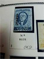1856 Mexico Stamp 1/2 R  Sc#1 Blue