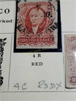 1856 Mexico Stamp 4 R  Sc#4 Red