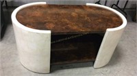 Century cocktail table with burl top and marble