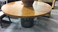 Century 60 “ Burl Top Table With Modern Metal