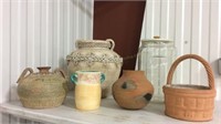 Pottery & Large Edison Glass Jar With Lid 6