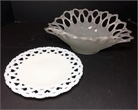 .Westmore milk glass lattice bowl