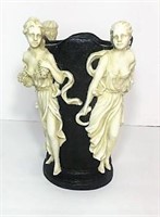 Cast Resin Vase with Molded Classical
