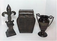 Decorative box, urn & fleur de lis