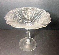 Vintage Cambridge glass Stemmed Tray tidbit server