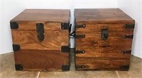 Two Wood Boxes with Metal Hardware